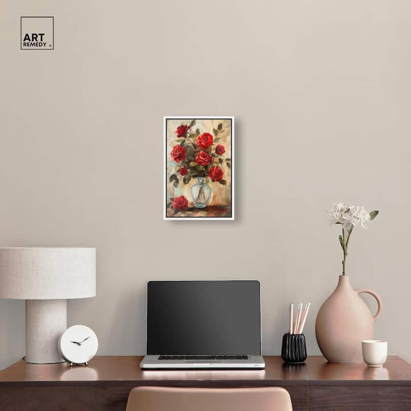 Ruby Roses in Riad Glass Canvas by Art Remedy