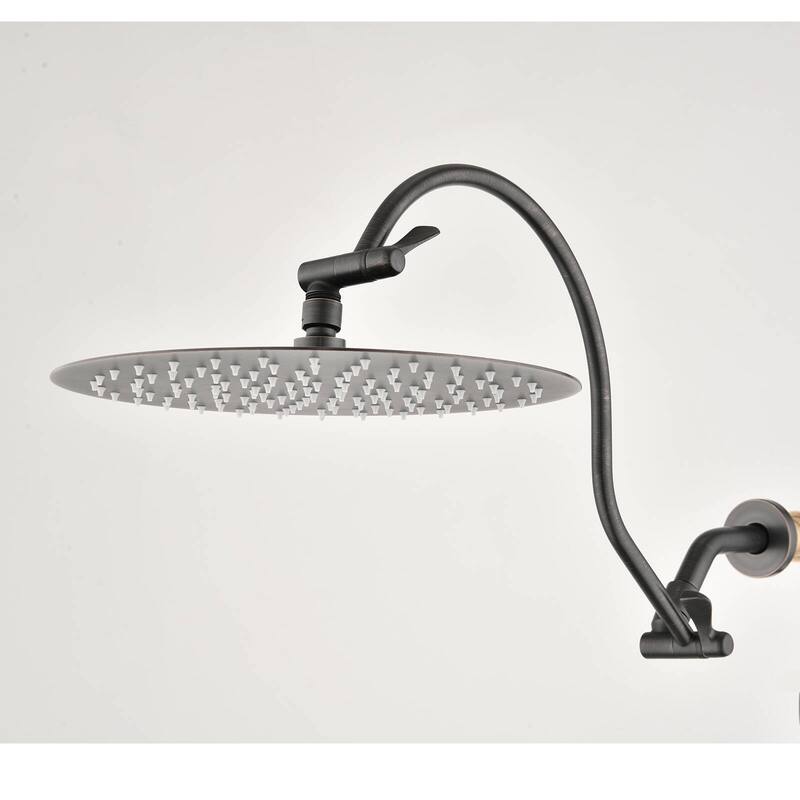 Bathlet 12" Rain Shower Head with Adjustable Height & Distance Extension Arm