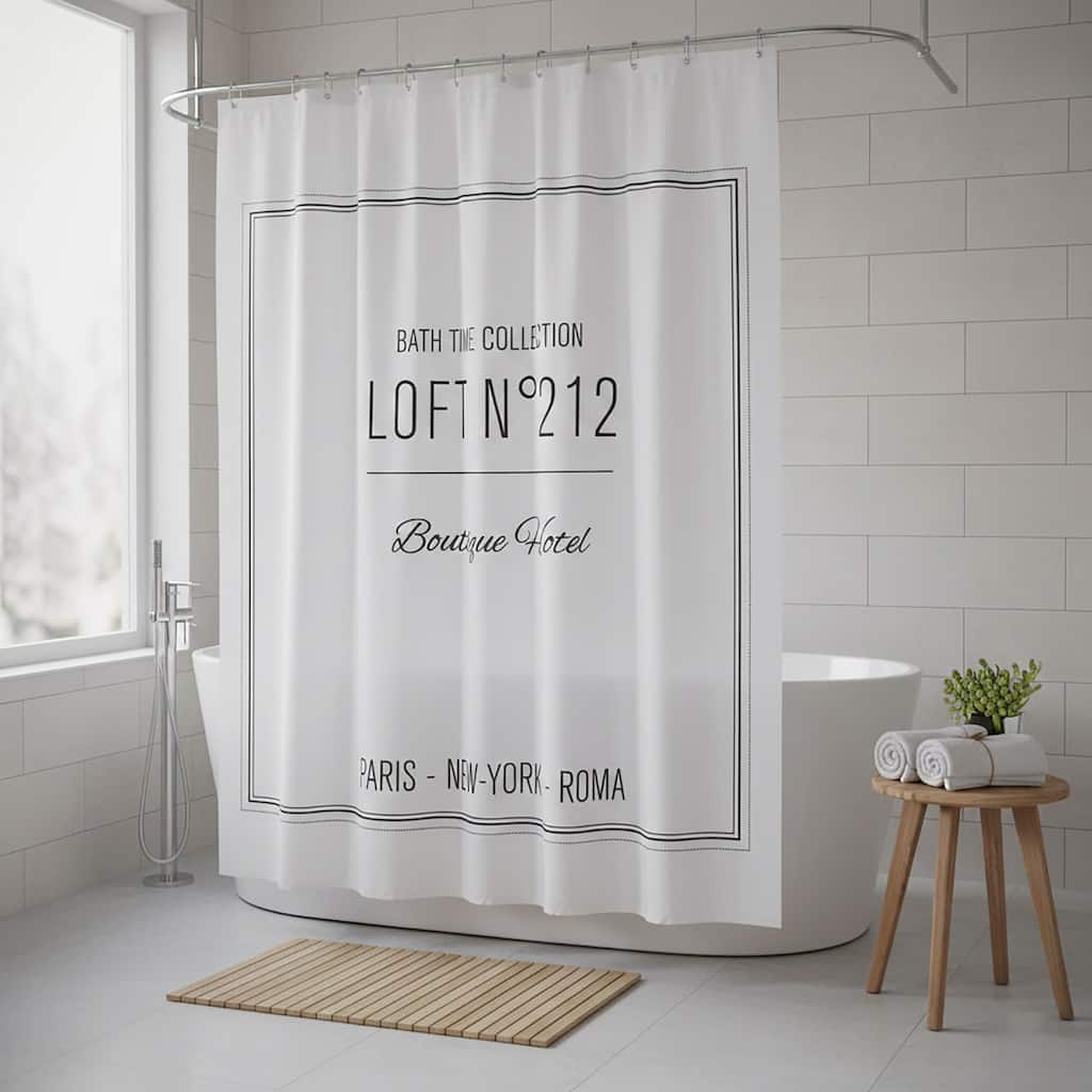 Polyester Shower Curtain - 79x71 inches - Writing Design