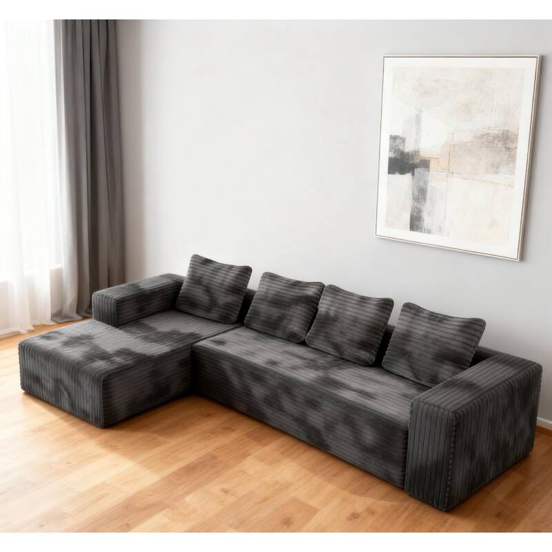 Cloud Sectional Sofa with Right-Facing L-Shape Chaise, Modern Modular Couch with Deep Seat, No Assembly Required
