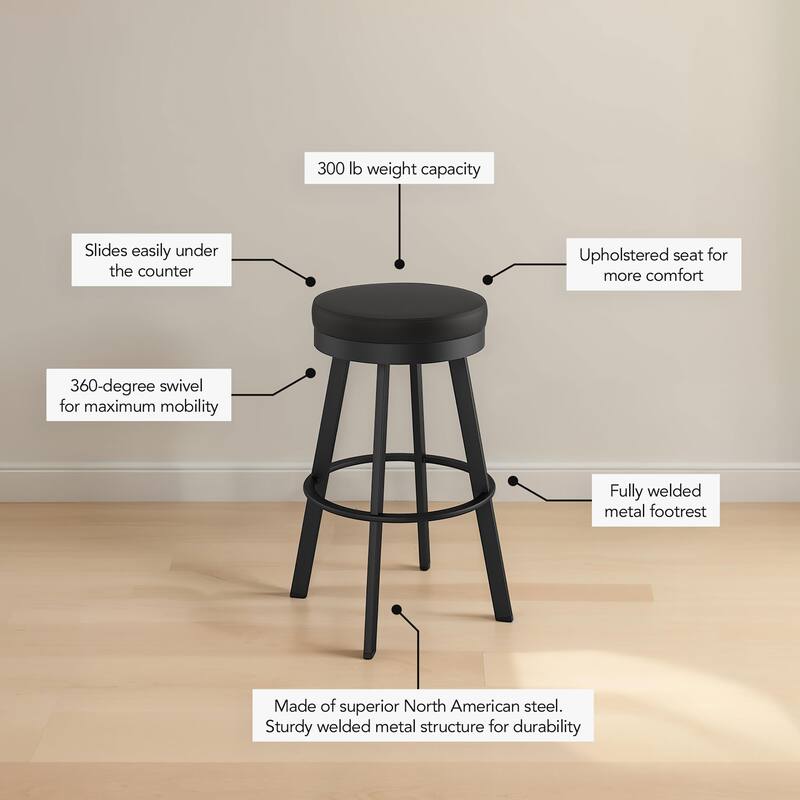 Amisco Swice Swivel Counter Stool with Metal Legs