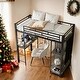 preview thumbnail 2 of 15, Metal Twin Size Loft Bed with Built-in Wardrobe,Desk and Shelves