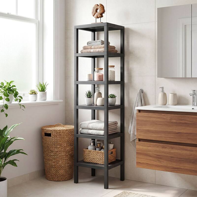 Gymax 6-Tier Plastic Modular Storage Shelves Open Display Utility