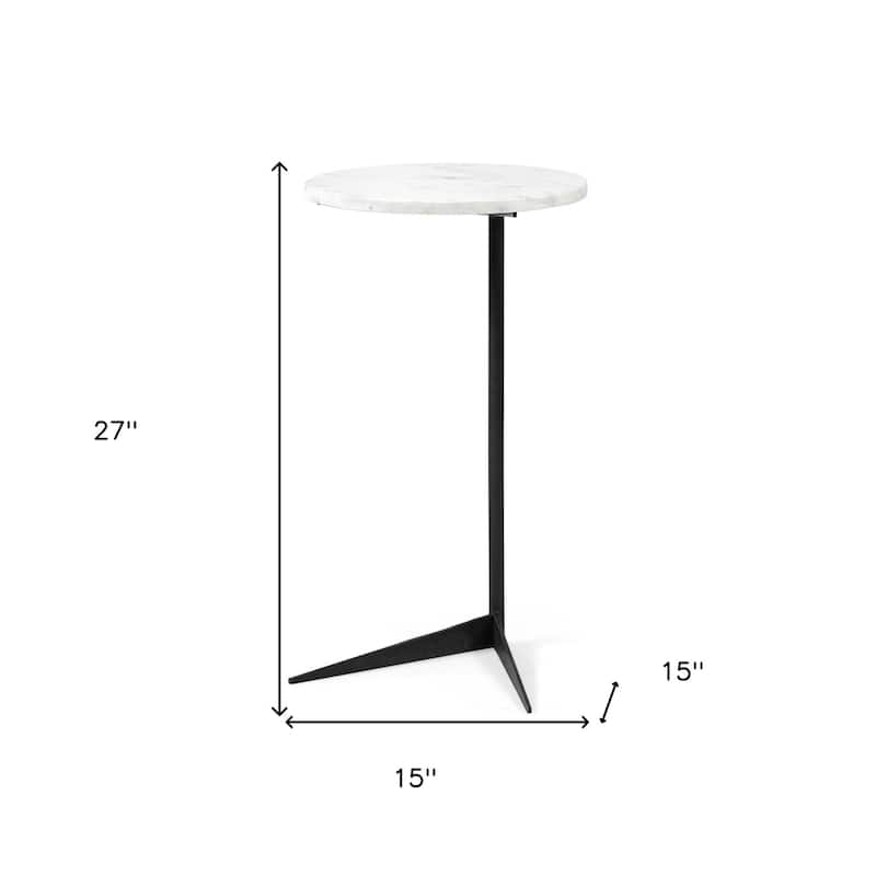 HomeRoots 27" Black And White Marble Round End Table - 15' X '27' X '15