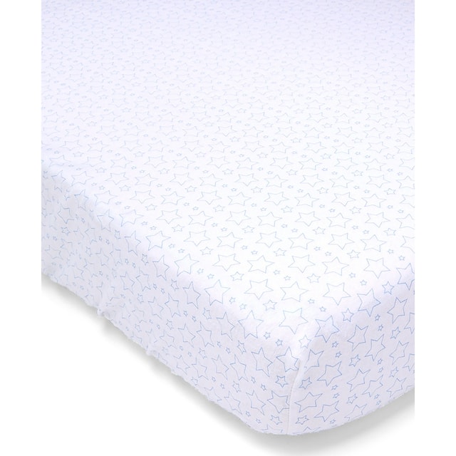 Baby Star Flannel Crib Sheet - N/A - Blue/White