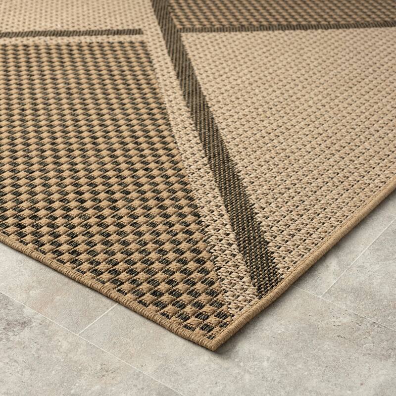 Abani Rugs Patio PAT110A Outdoor Diamond Pattern Cream Beige Area Rug