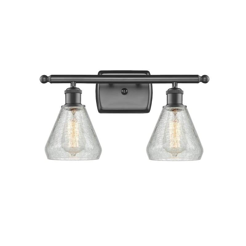 Innovations Lighting Conesus 2 Light 16" Wide Bathroom Vanity Light - Oil Rubbed Bronze / Clear Crackle