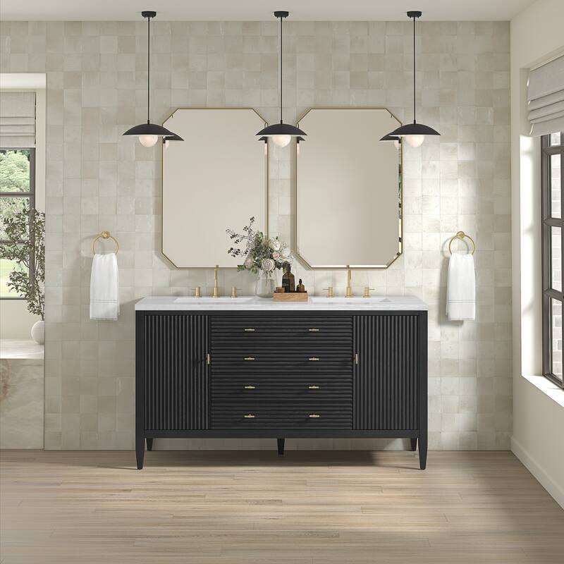 James Martin Vanities 485-V60D-3AF Myrrin 60" Double Basin Wood Vanity
