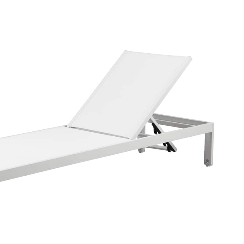 Kris 9 Piece Patio Dining and Lounge Set, White Textilene Seating, Aluminum