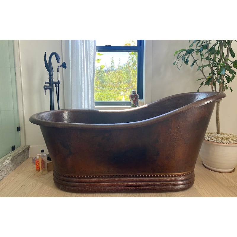 67-in Hammered Copper Single Slipper Bathtub in Oil Rubbed Bronze (BTS67DB)