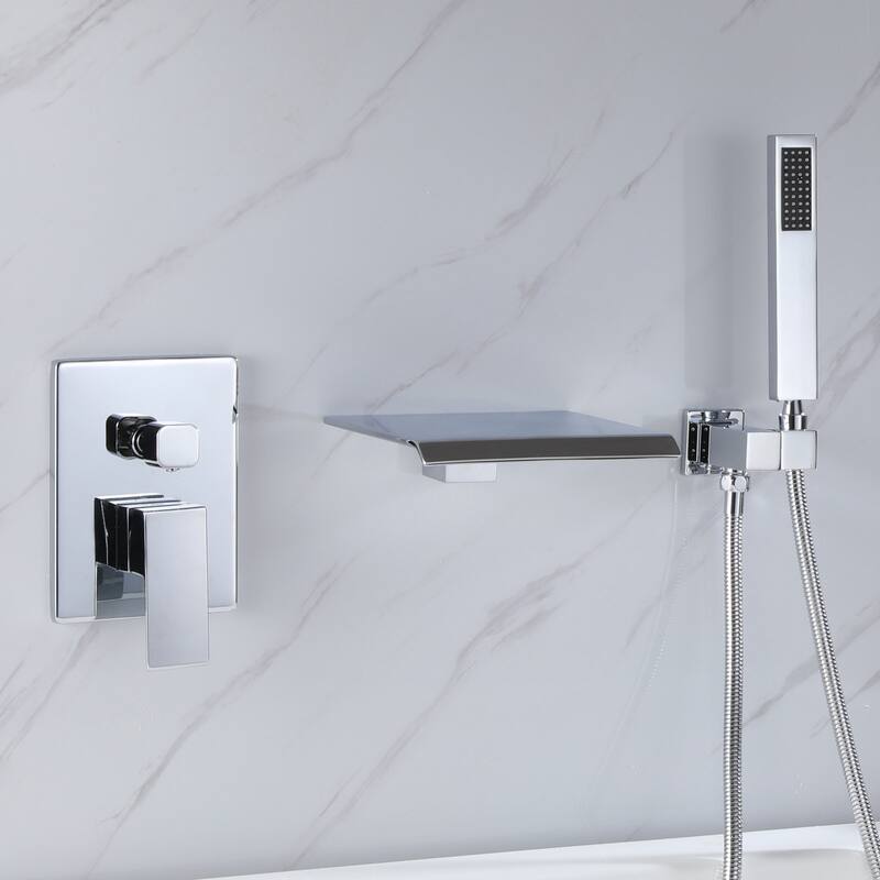 Single Handle Wall Mounted Roman Tub Faucet with Diverter and Handshower