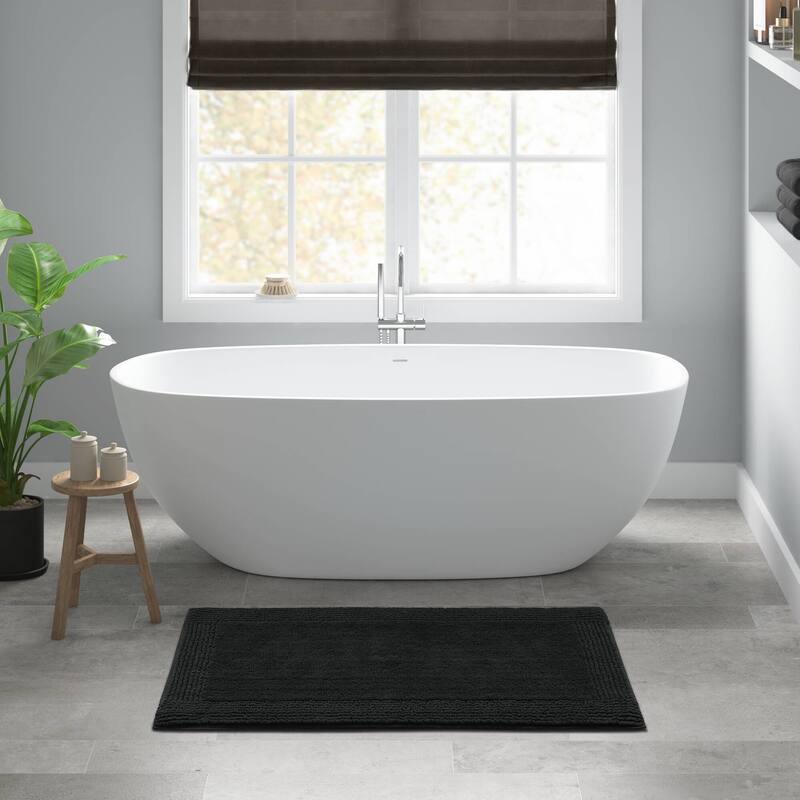 1 PCS 24x36"Tufted 3000 GSM Reversible Bath Rug Black - 3' x 2'