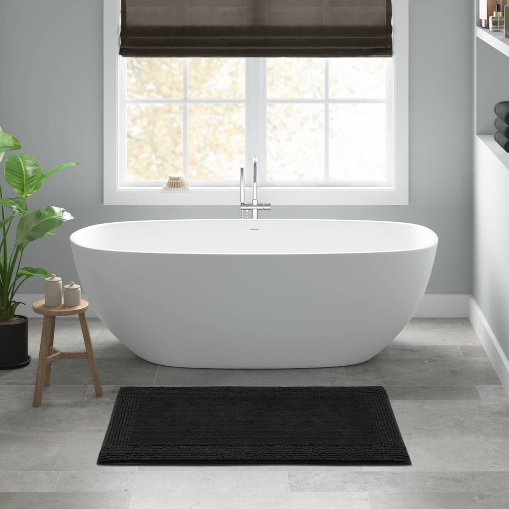 1 PCS 24x44"Tufted 3000 GSM Reversible Bath Rug Black - 4' x 2'