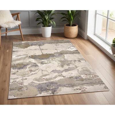 Zezex Abstract Modern Non Skid Woven Area Rug By HomeRoots - 4' x 6'