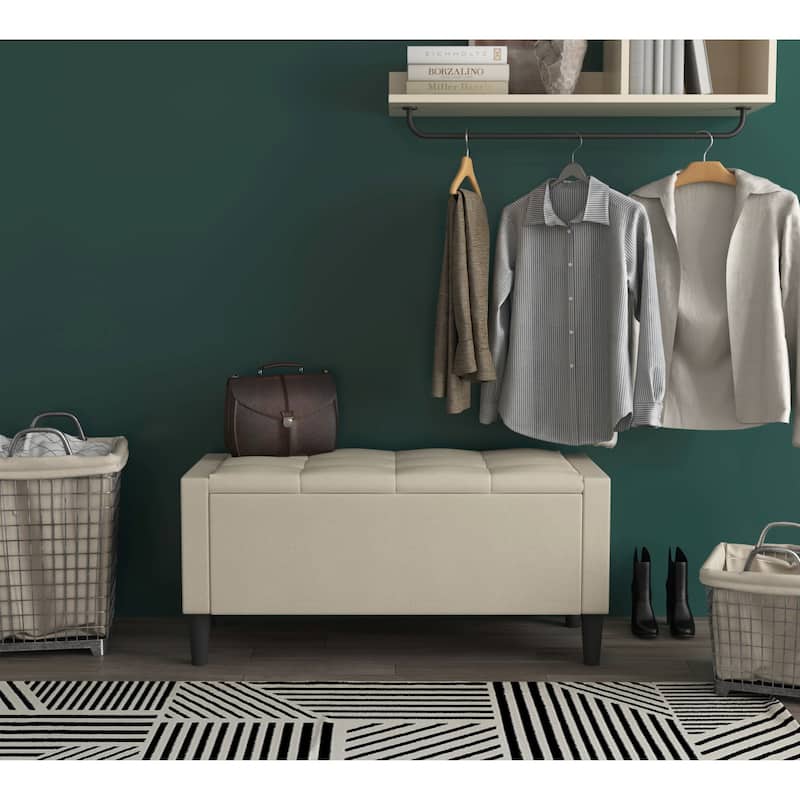 Braylen Upholstered Flip Top Storage Bench - Big - Beige
