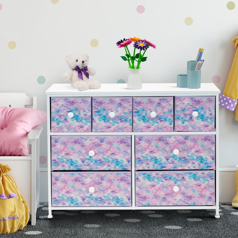 8-Drawer Chest Storage Tower, Knob Handle, Fabric Dresser for Bedroom