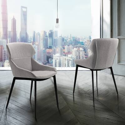 Kenna Modern Metal and Fabric Upholstered Dining Chairs - Set of 2