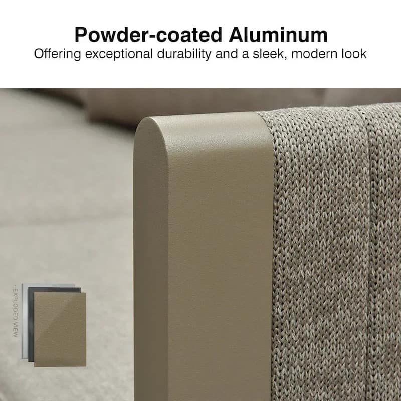 PURPLE LEAF Santorini 4-13 Piece Khaki Sofa with Ottoman and Cushion for Poolside Garden Couch Outdoor Patio Conversation Sets