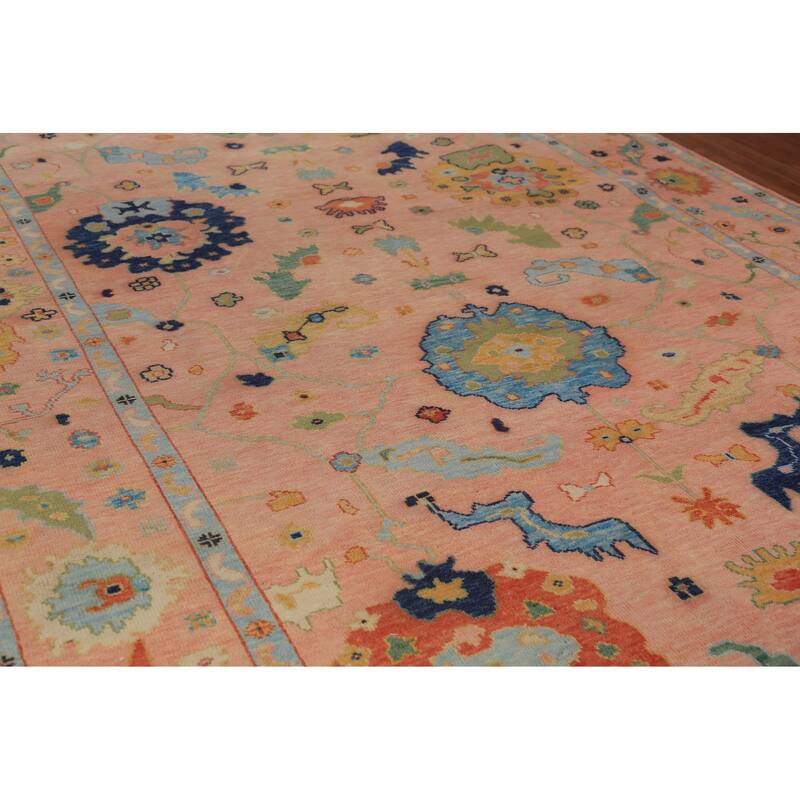 All-Over Floral Oushak Indian Large Rug Handmade Wool Carpet - 9'0"x 18'0"
