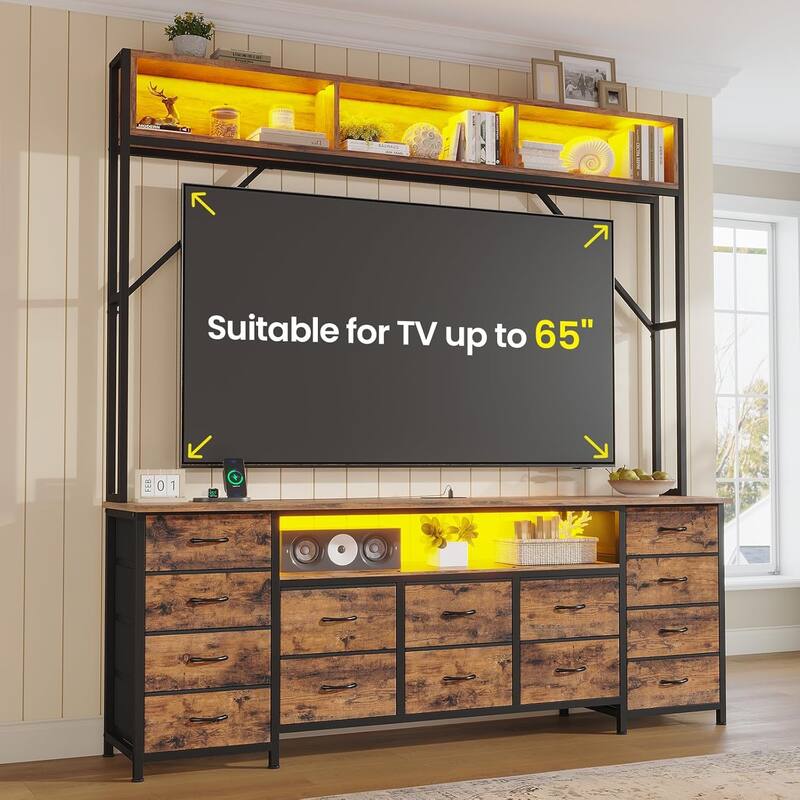 TV Stand for Living Room with LED Lights & Power Outlets TV Stand Dresser