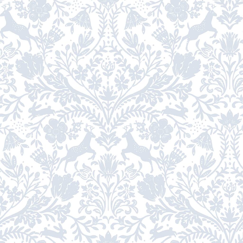 Chesapeake Forest Dance Light Blue Damask Wallpaper