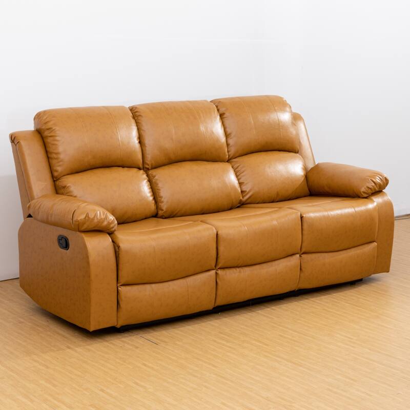 KISRAIS 82" Wide Faux Leather Manual Reclining Sofa