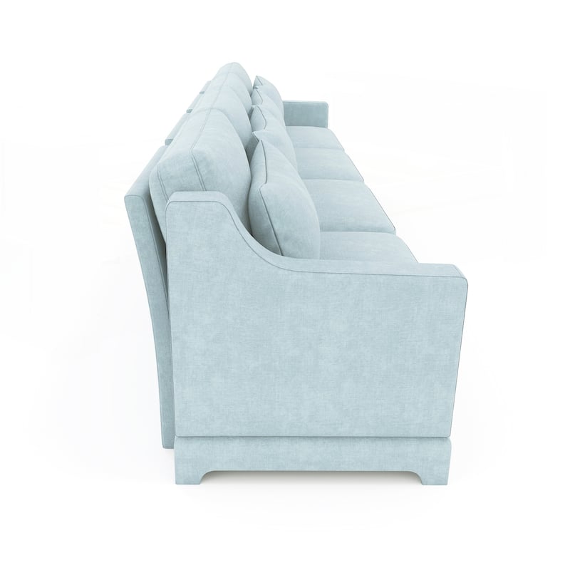 Four seater chenille sofa with lumbar pillow
