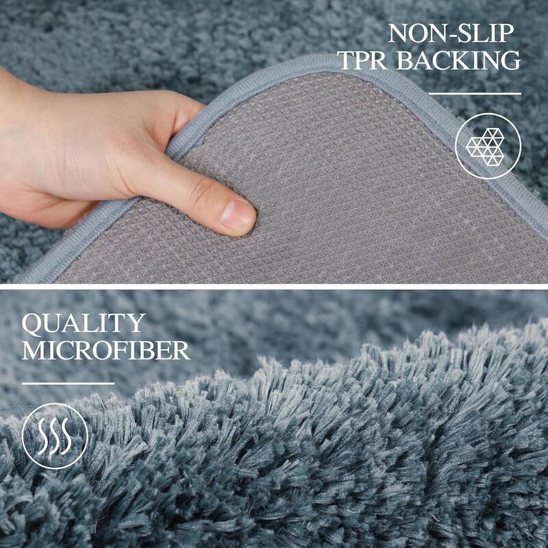 Bathroom Rug Non Slip Bath Mat for Bathroom, Water Absorbent Soft Microfiber Shaggy Bathroom Mat Machine Washable Bath Rug