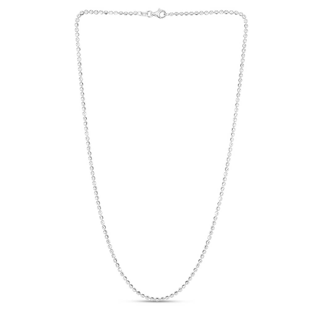 Curata 925 Sterling Silver 2.5mm Moon cut Bead Chain Necklace