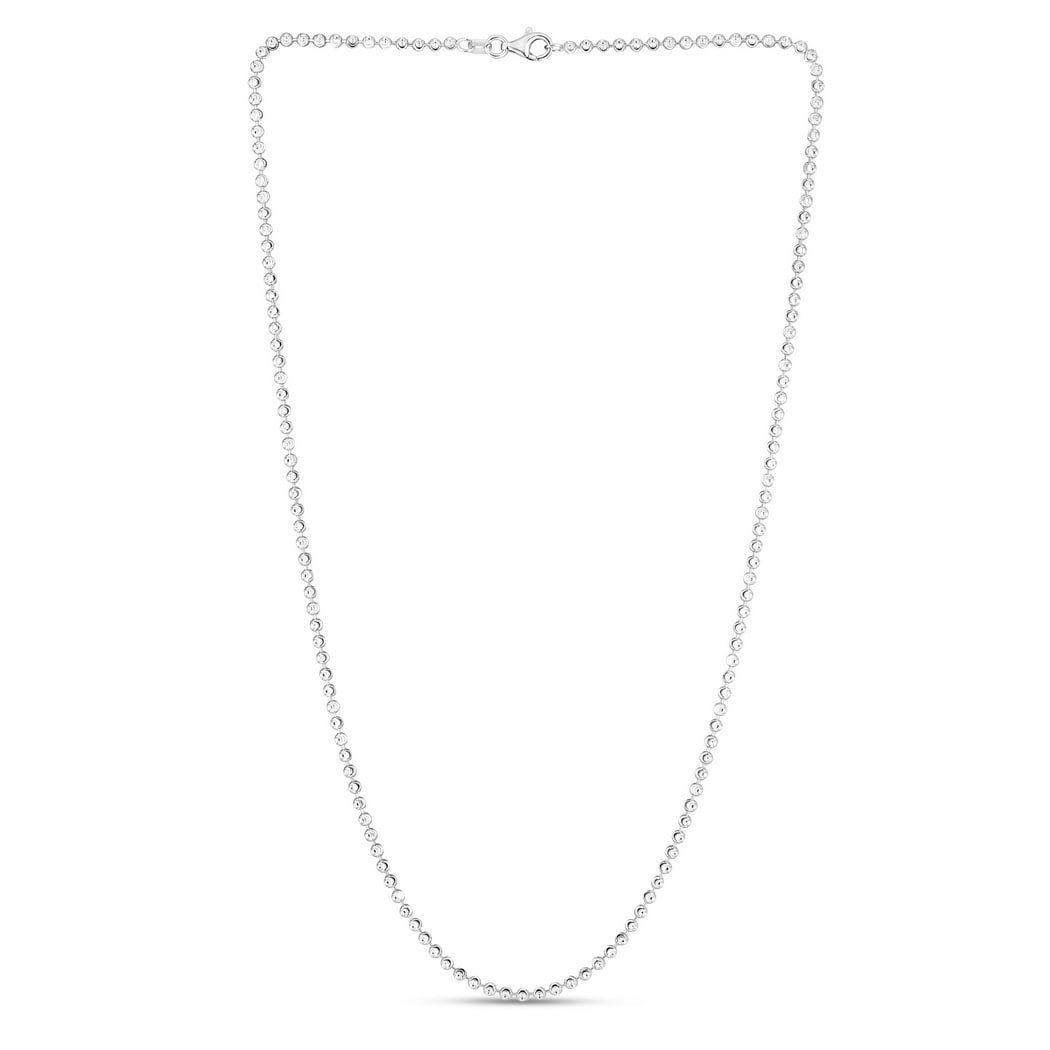 Curata 925 Sterling Silver 2.5mm Moon cut Bead Chain Necklace