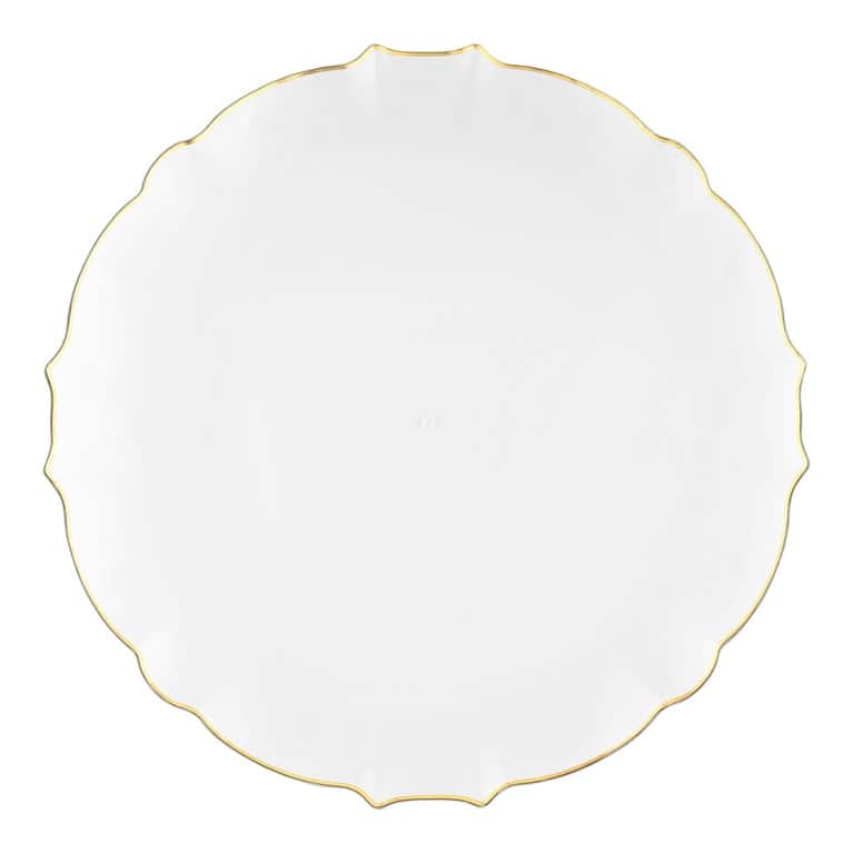 Elegant Pearl Round Lotus Disposable Plastic Plates - Party Supplies