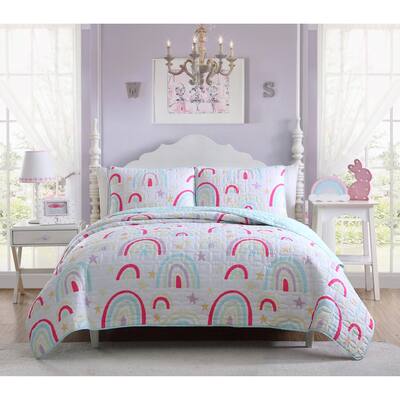 Asher Home Kid's Rainbow Superstar Quilt Set