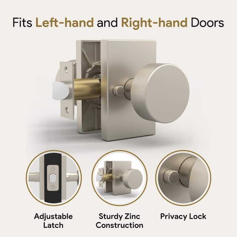 Mega Handles LAURA Privacy Door Knob | Keyless, Reversible, Heavy-Duty Smooth Lock for Hallway, Closet, Bathroom