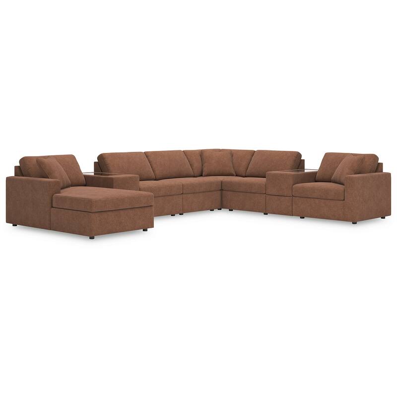 Signature Design by Ashley Modmax 8-Piece Sectional with Chaise and Storage Consoles - 157" W x 124" D x 36" H - Orange - Right Facing