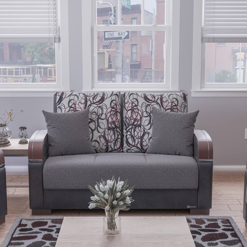 Collection Upholstered Convertible Loveseat With Storage