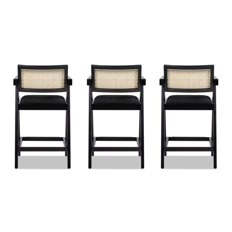 Modern Resin Webbing Back Bar Stool with Arms