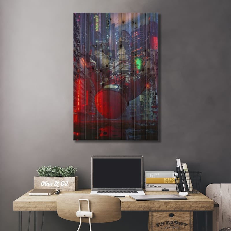 The Visitor Print On Wood by Nicebleed - Multi-Color