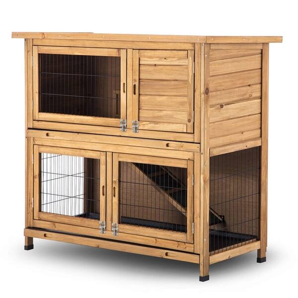 Shop Lovupet 48 Wooden Rabbit Hutch Chicken Coop Hen House Poultry Cage Waterproof Top Overstock 24242445