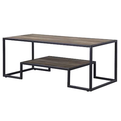 45" Metal Sled Coffee Table with Shelf for Living Room or Office - 45” x 20” x 17”