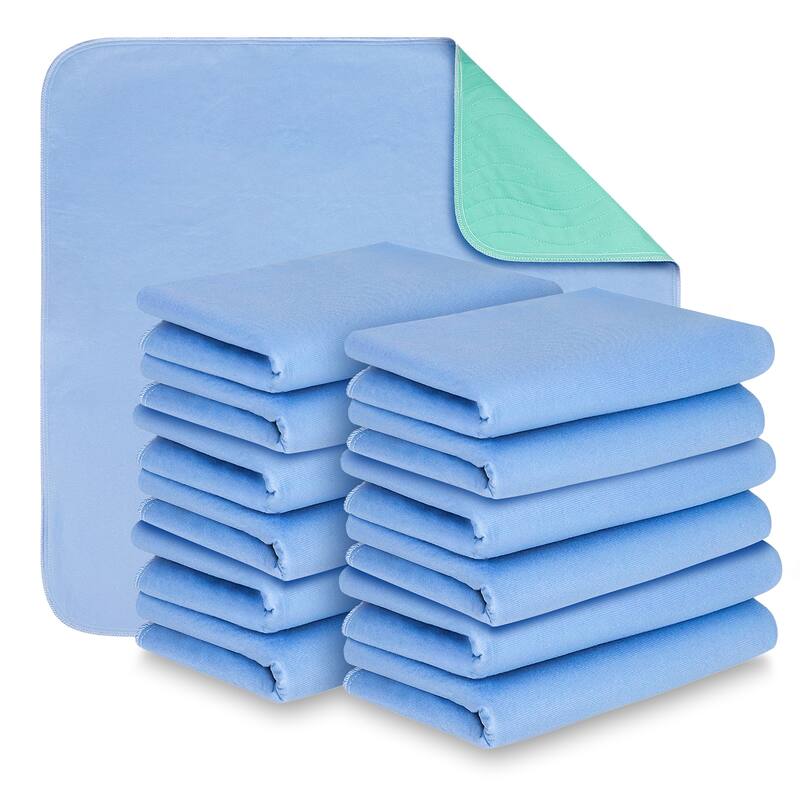 Empyrean Highly Aborbent Washable Waterproof Bed Pads - Blue - Pack of 12