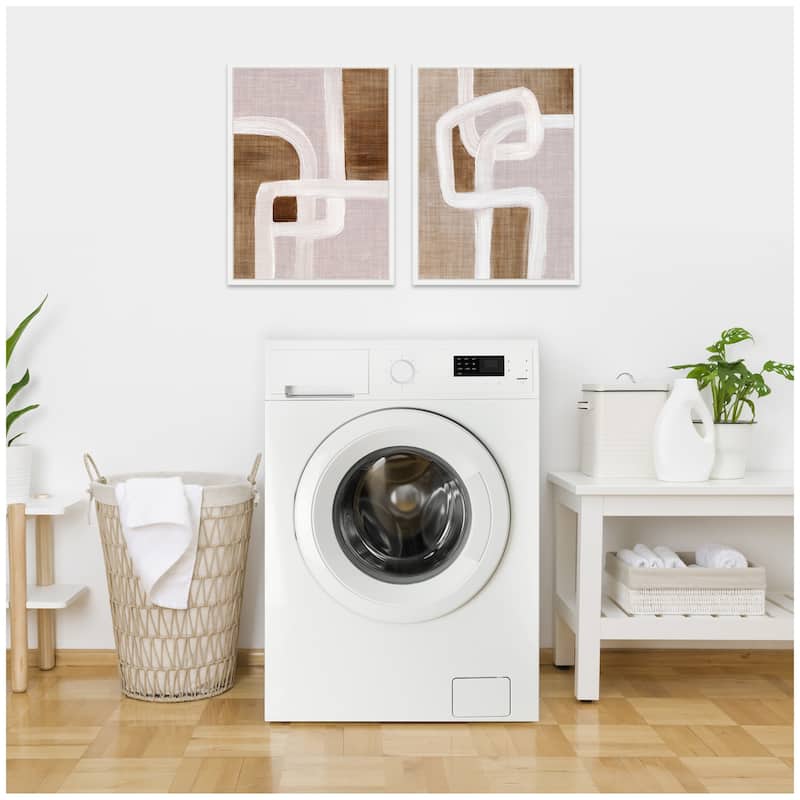 Kate and Laurel Sylvie Rhythmic Lines I and II Framed Canvas Art Set by Nikita Jariwala