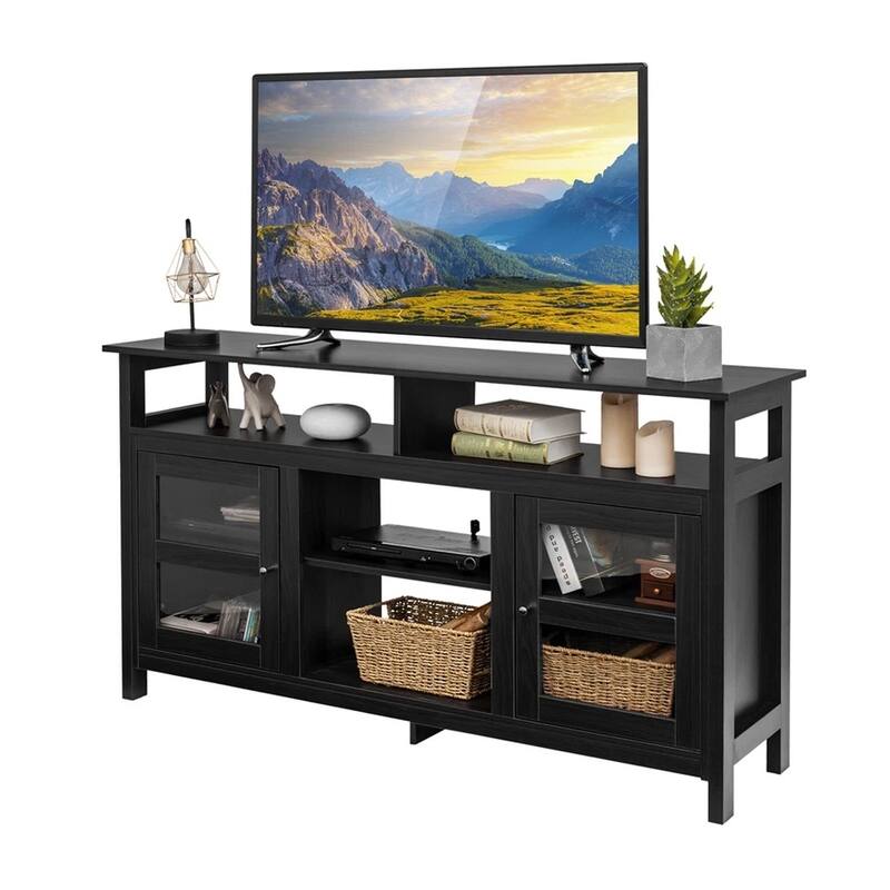 58" TV Stand Entertainment Console W/ 2 Cabinets Up to 65" Black - 58 inches