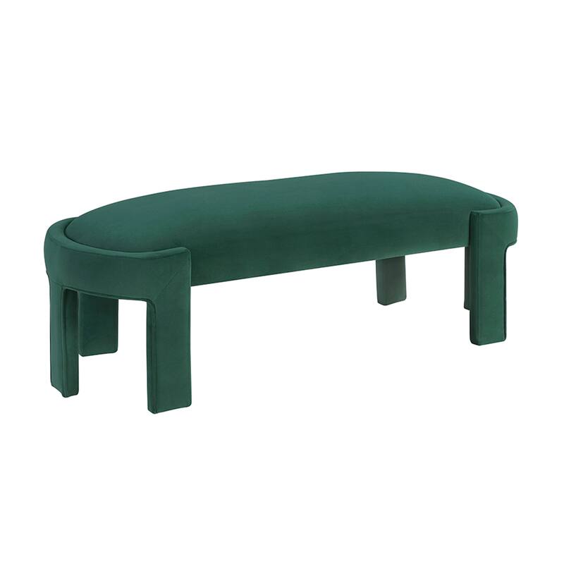 Revere 54" Velvet Upholstered Bench - High-Density Foam Cushioned Seat - Green