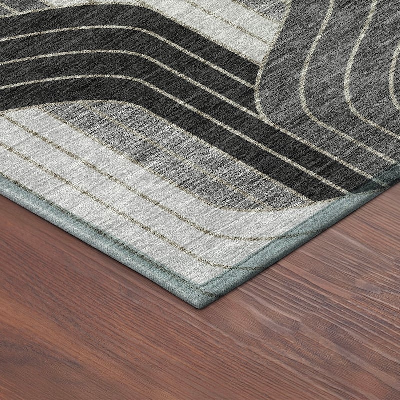 Machine Washable Indoor/ Outdoor Modern Pathway Chantille Rug