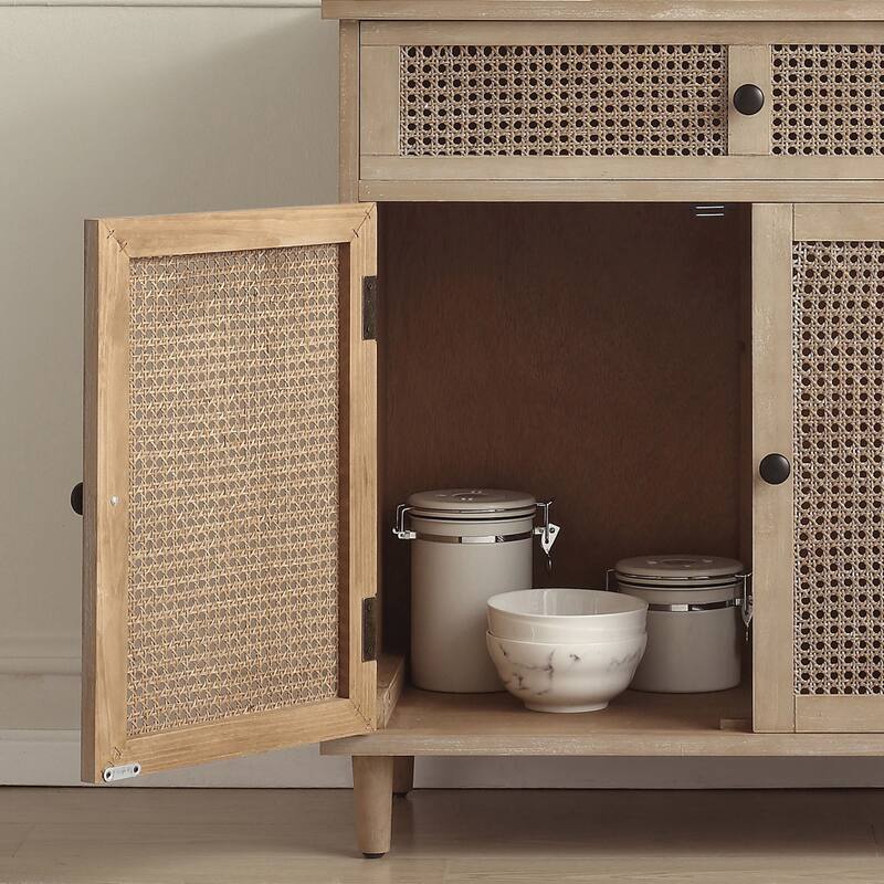 Art Leon Woven Rattan Wicker Accent Cabinet