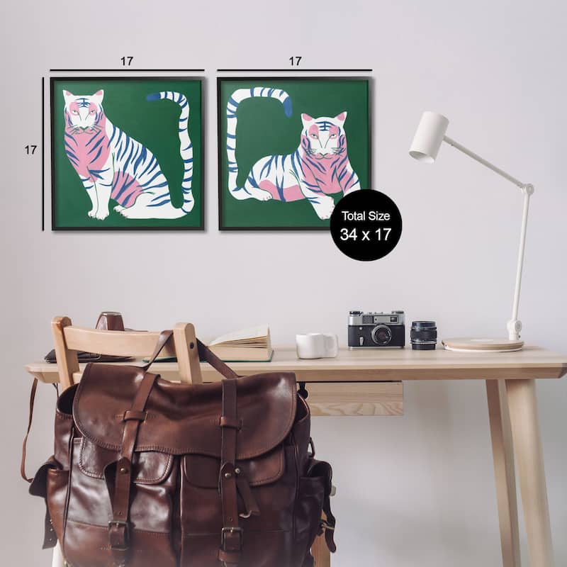 Stupell Fierce Lounging Tigers Framed Giclee Art Design By Melissa Wang (Set of 2)