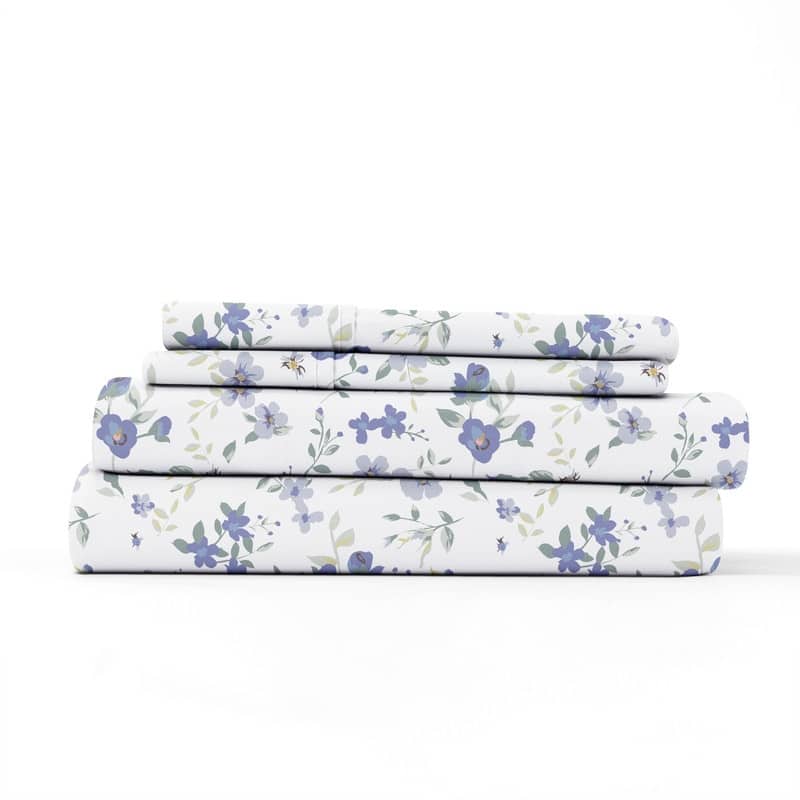 Double Brushed Blossoms 4 Piece Deep Pocket Bed Sheet Set