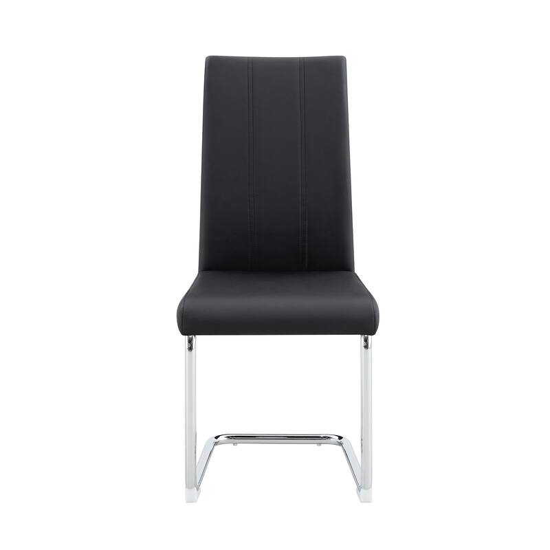 4-Pack PU Upholstered Dining Chairs - Modern High-Back Side Chairs with Sturdy Chrome-Plated Iron Tube Legs for Dining Room