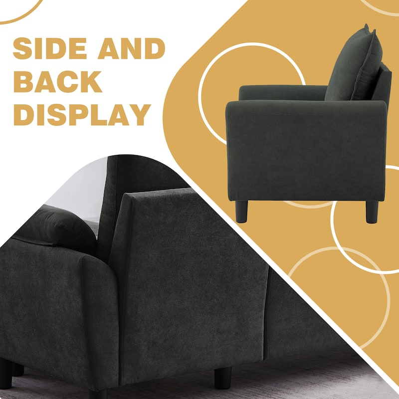 3-Piece Living Room Sectional Sofa Set with Chair and Ottoman
