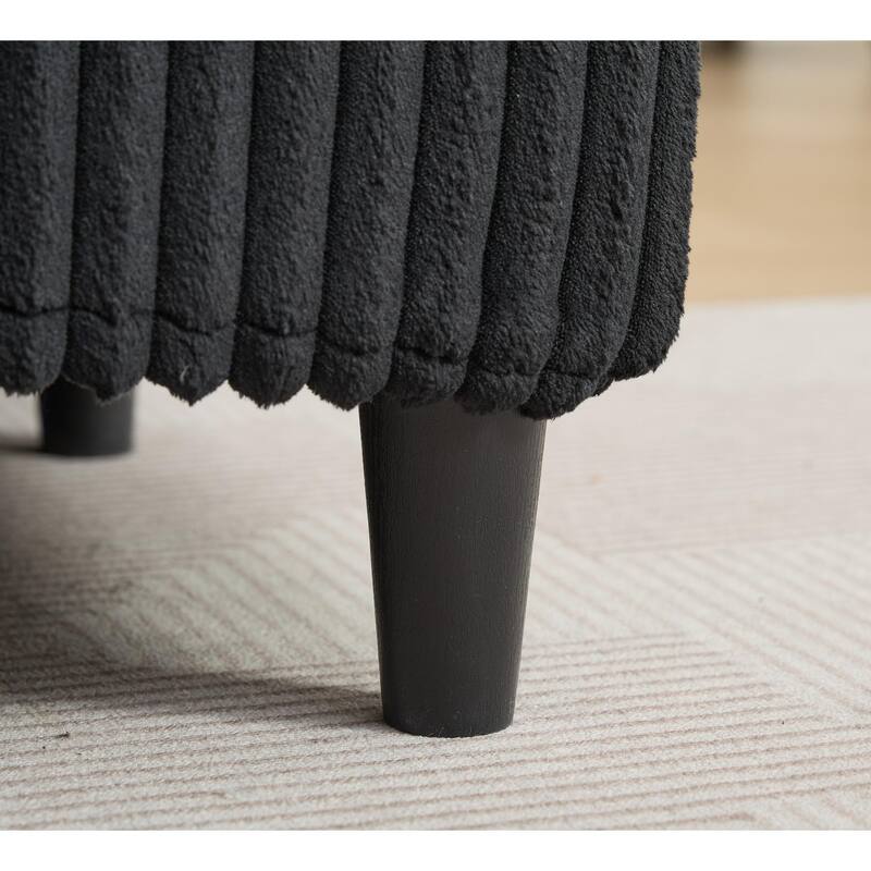 Corduroy Oversized Chaise Lounge with 4-Position Adjustable Backrest, 2 Pillows & 300lb Capacity - Convertible Sofa Bed